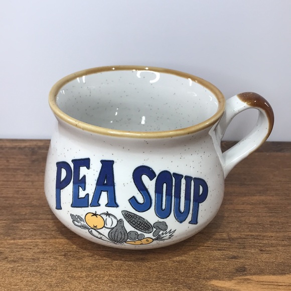 ✨Sold✨ Vintage Stoneware Pea Soup Mugs Set Of Two Made In Korea - Picture 2 of 11